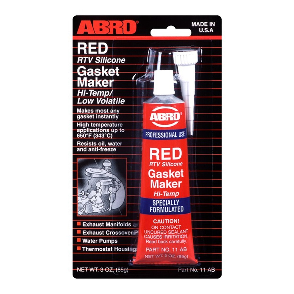 Abro 11-AB RTV Silicone Instant Gasket Maker Red High Temp Sealant 85g Tube