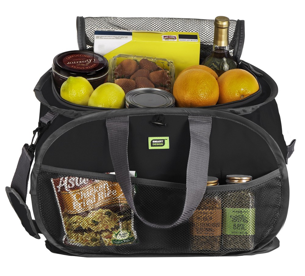 Smart design pop-up compact tote with shoulder strap and convenient carrying