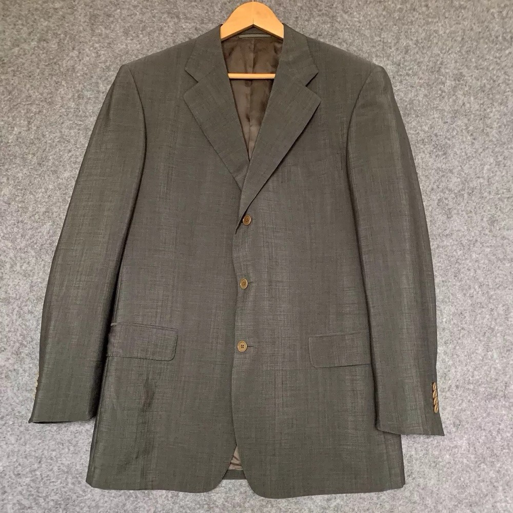 Ermenegildo Zegna Wool Mohair Mens Jacket Blazer Grey Sheen Sz It 52 UK 42 R VGC