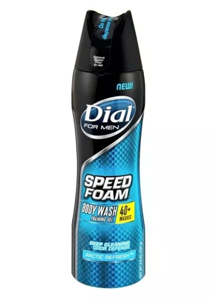 Dial for Men Speed Foam Foaming GEL Arctic Refresh Body Wash 6.8 Oz Aerosol Can