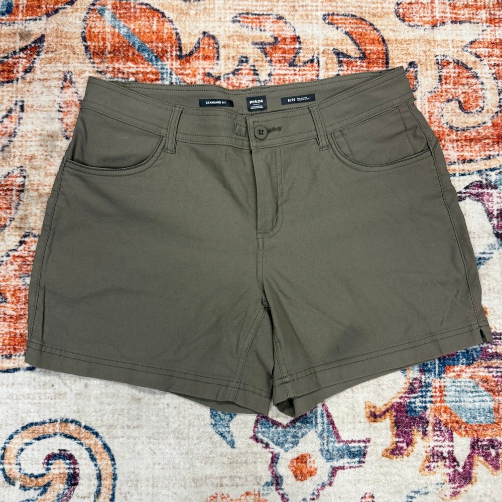 Prana Standard Fit Women's Olive Green Casual Shorts 5