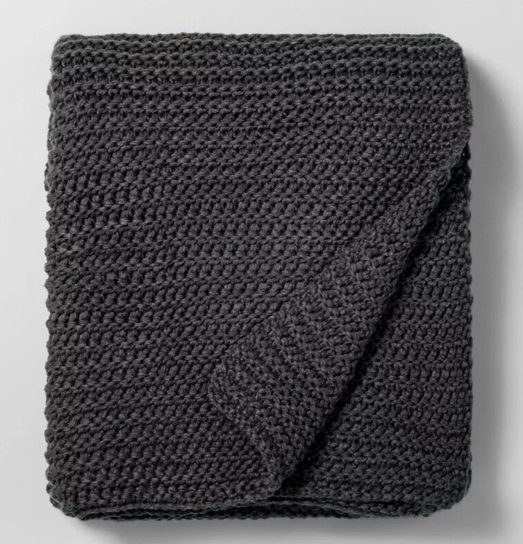 Hearth & Hand Magnolia Chunky Knit Railroad Gray Throw Blanket