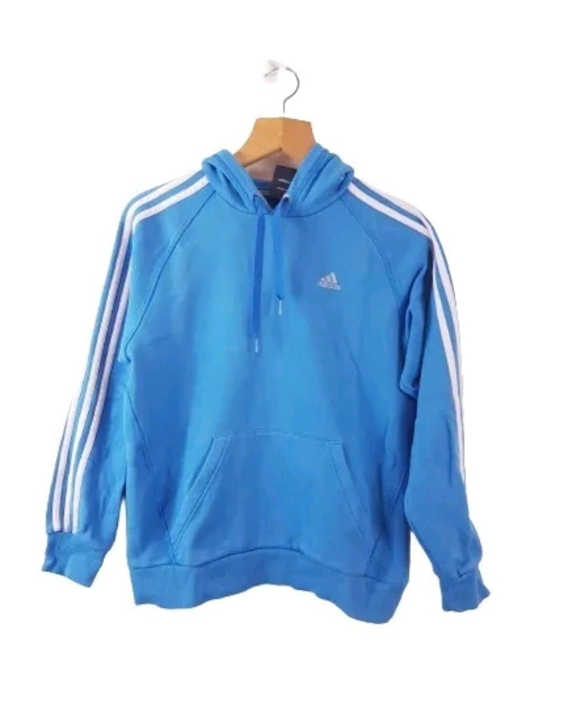 Adidas Jumper mens SMALL blue Long Sleeve Hoodie logo lightweight Size S