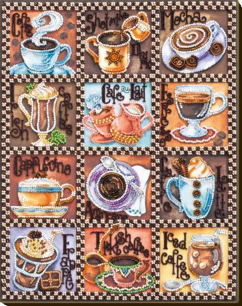 Bead embroidery kit Coffee Card needlework kit Art canvas beadwork pattern