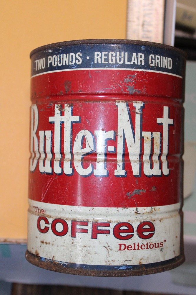 Vintage Duncan Foods Co Butter-Nut Coffee Tin Can Two Pounds Houston Texas