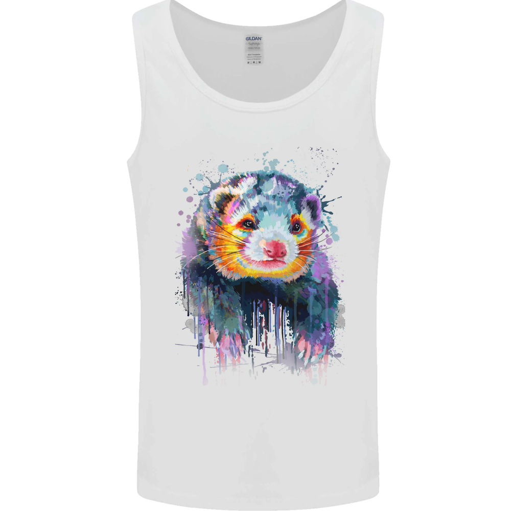 Ferret Watercolor Print Men's Sleeveless Vest Tank Top