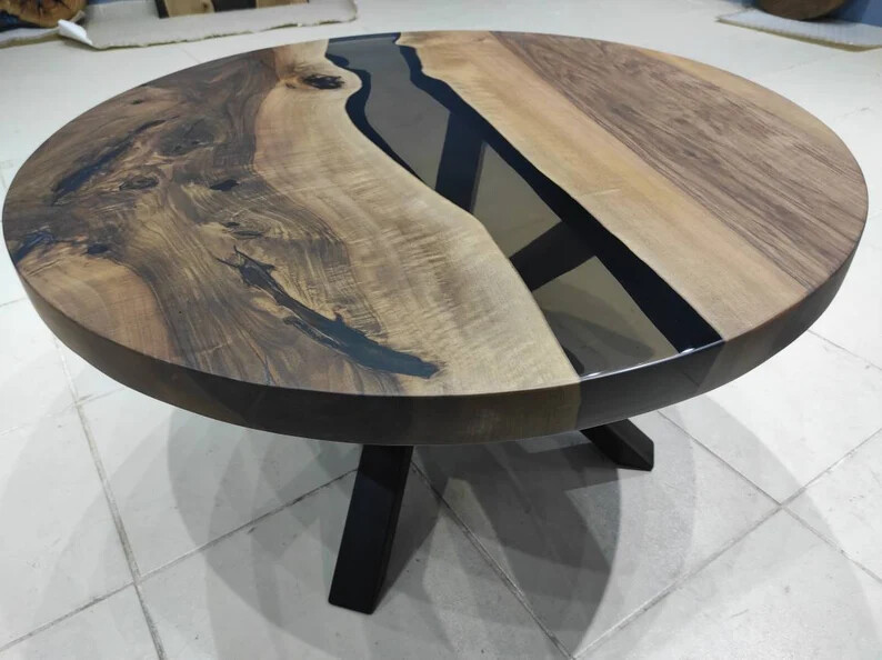 Round epoxy coffee table for living room, Custom furniture Cyber Monday Gifts-image