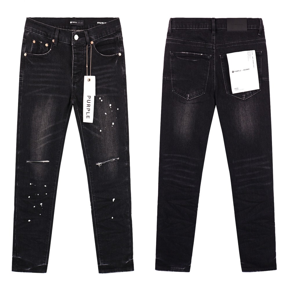 Black Purple Brand Designer Personality Men Jeans Splash-Ink Street Jeans