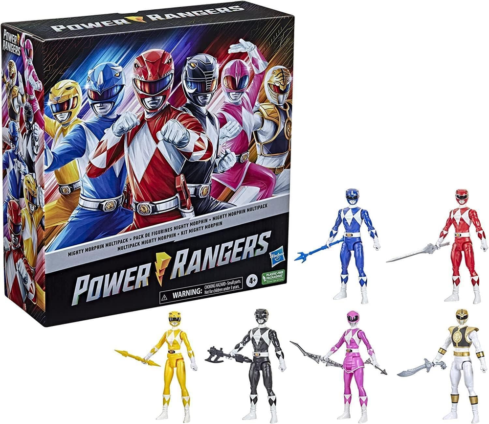 Mighty Morphin 12-Inch 6-Pack Action Figures with Accessories for Kids Gift