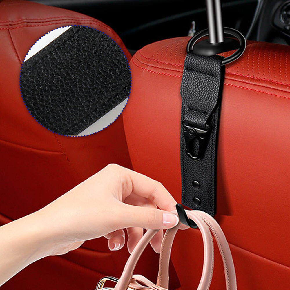 1x PU Leather Auto Car Storage Clip Front Seat Headrest Organizer Holder Hooks