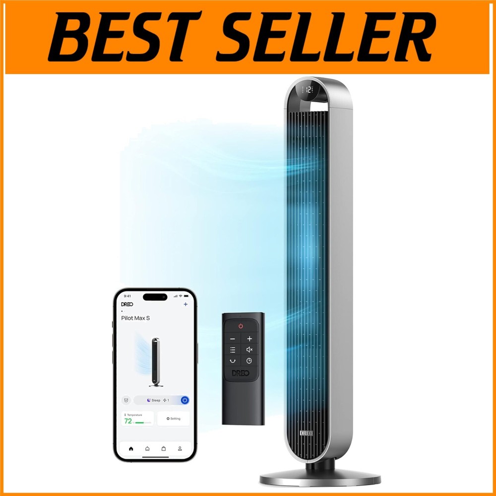 42-Inch Bladeless Tower Fan with Smart App and Remote Control Ultra Quiet 25dB