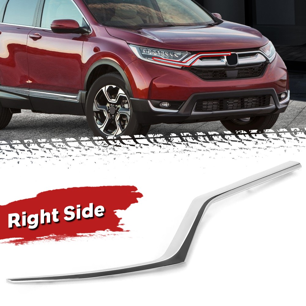2017-2018 2019 Honda CRV CR-V Right Headlight Molding Trim Chrome Grille