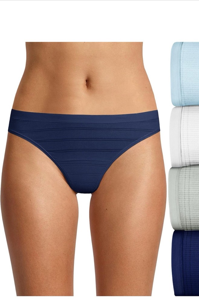 Hanes Womens Ultimate Breathable Comfort Flex Fit Thong 4-Pack Size XL/8