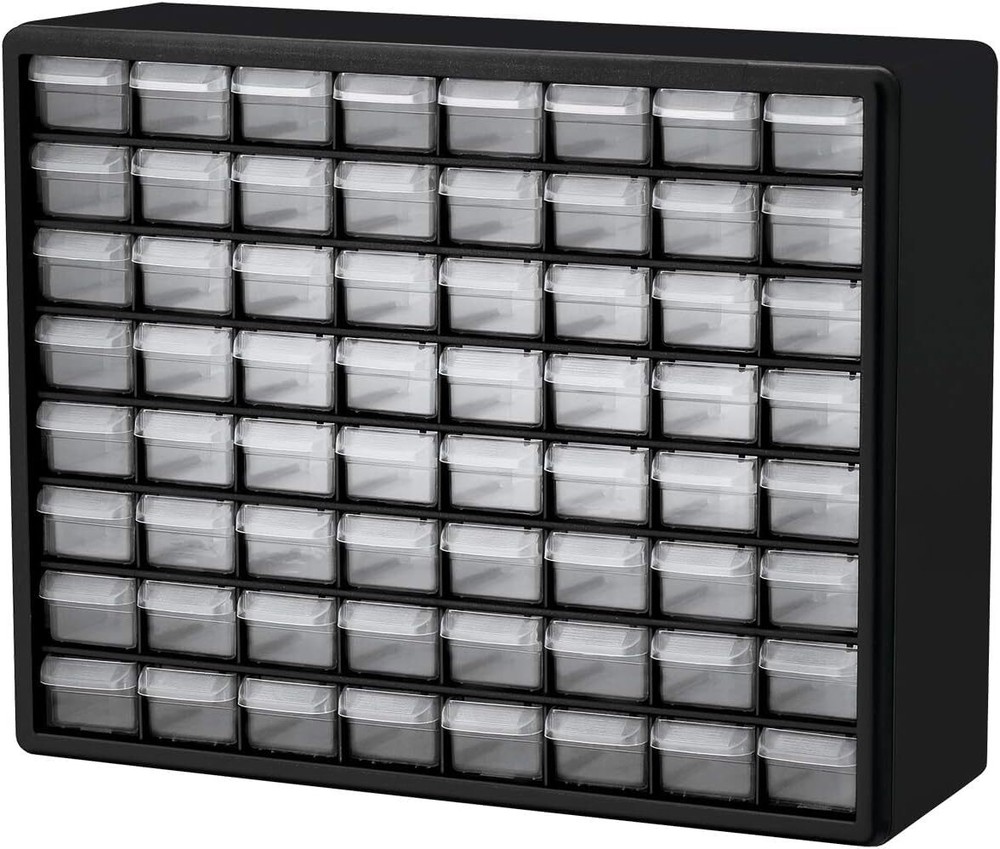 Akro-Mils 10164 64-Drawer Plastic Storage Cabinet for Garage Organization and Craft Tool Storage