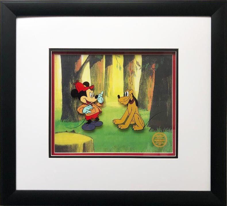 Disney Mickey and Pluto Framed Limited Edition Animation Sericel Art