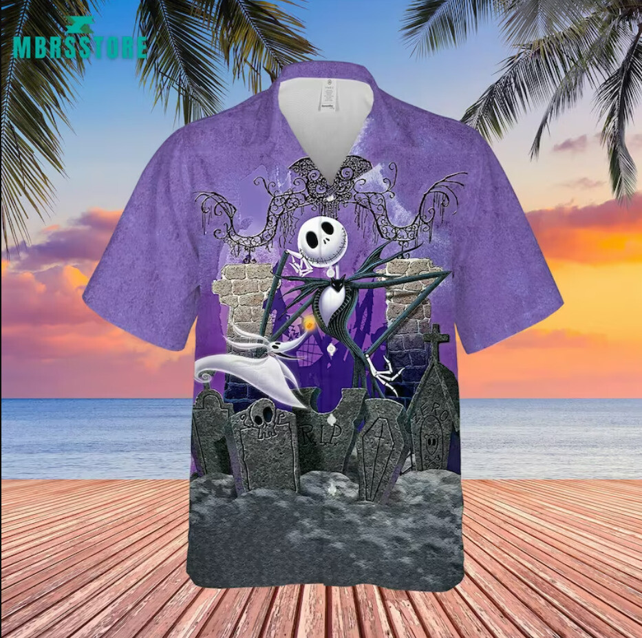 Halloween Skeleton Purple Unisex 3D HAWAII SHIRT All Over Print Mother Day Gift
