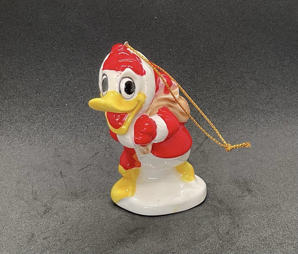 Vintage 1970s Disney Donald Duck Santa Christmas Ornament Japan 3.25Hx2.5W