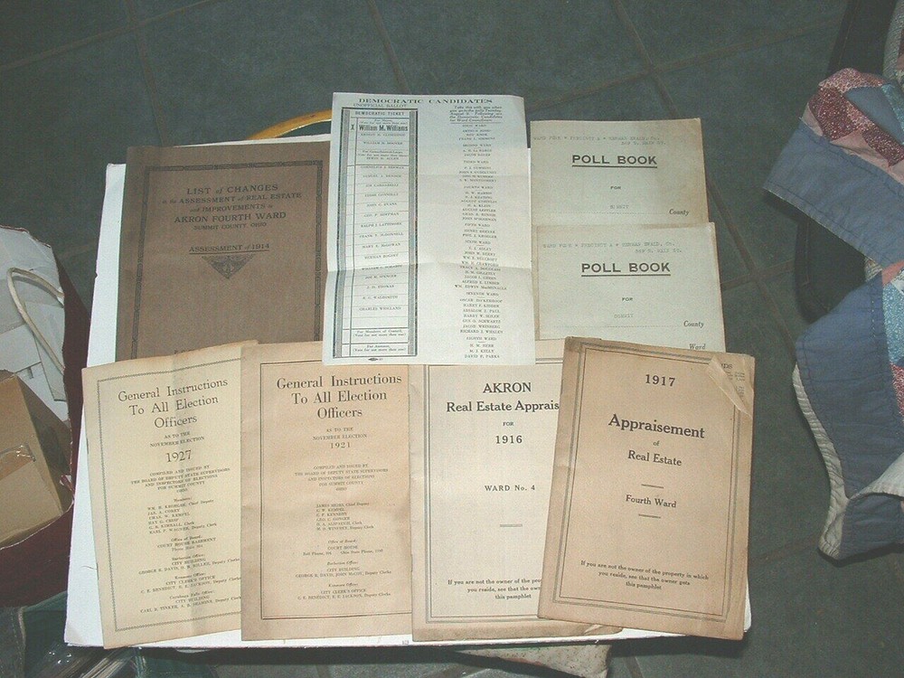 1914-1927, Akron, Ohio , Election and Appraisal Booklets, etc.