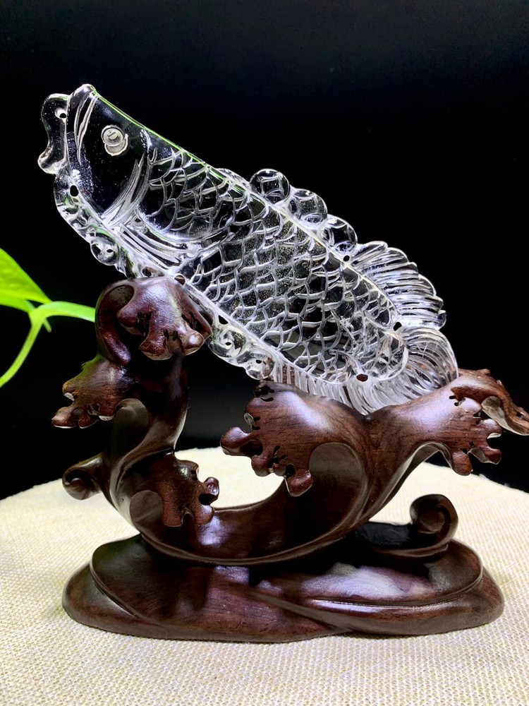 top natural  clear crystal quartz engraving fish energy Reiki Healing Decor Gift