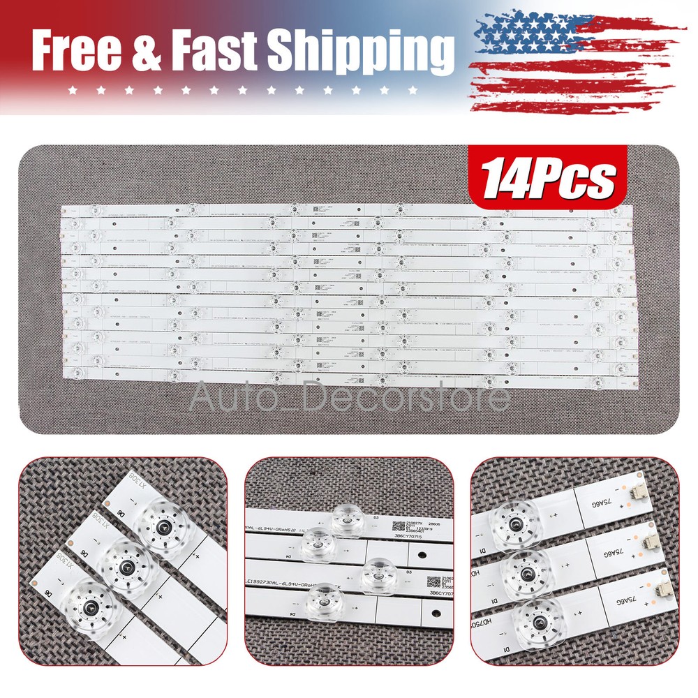 Full set LED backlight strips compatible with Hisense 75-inch R6E3 H6570G E3D H6510G A6G models-image