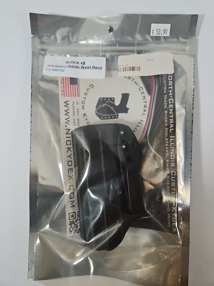 Kydex Ambidextrous IWB Holster fits Glock 42 standard ACP 380 Adjustable NOS