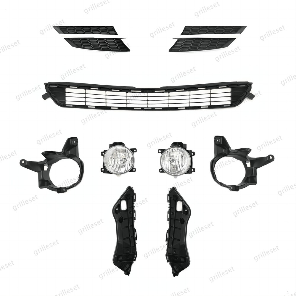 For RAV4 2013-15 Complete 9PC Upper Chrome Grille Mesh with Fog Lights & Bracket