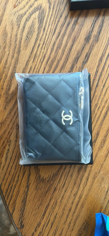 CHANEL Black Quilted Logo Women's Wallet