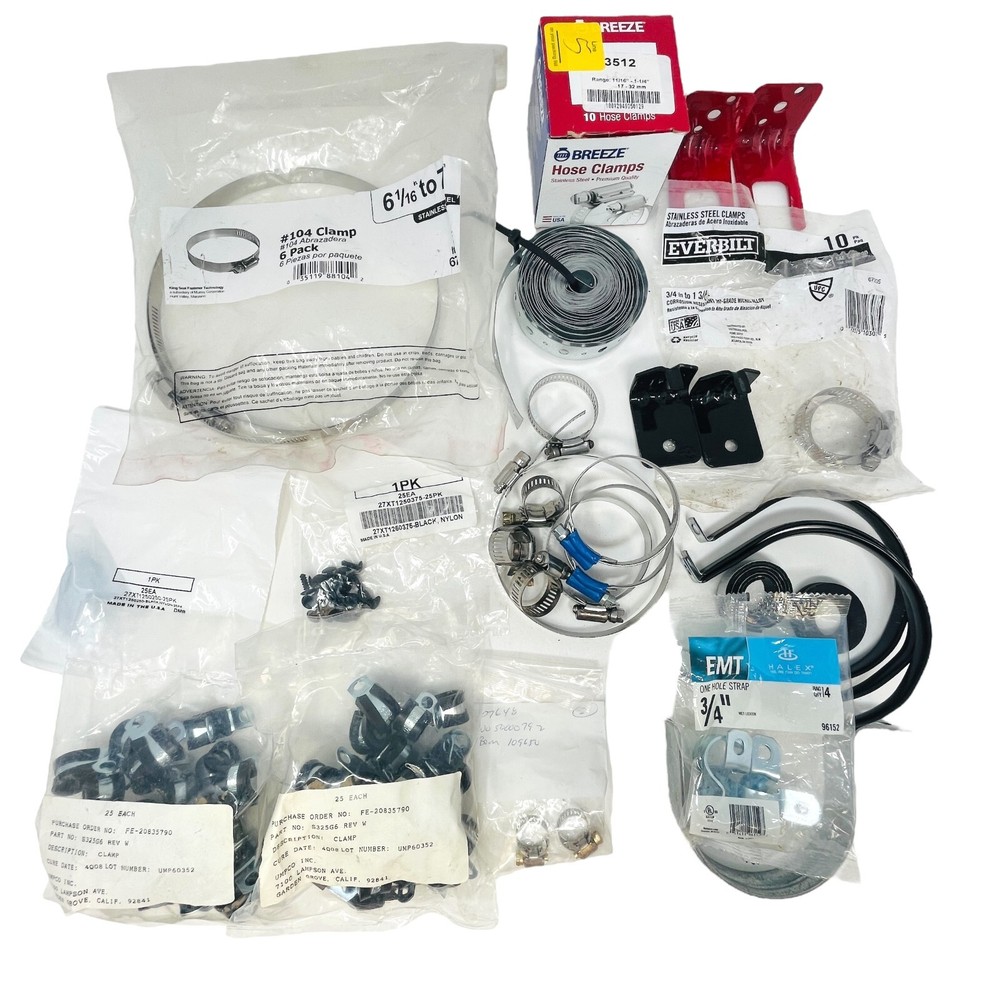 Wholesale Pack of Halex Everbilt Hose Clamps, One Hole Straps, Rivets and More