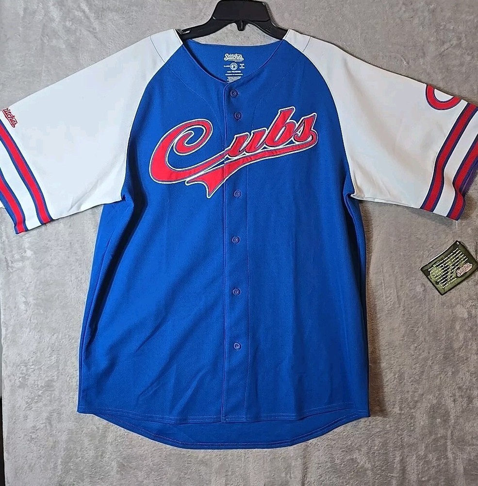 Chicago Cubs Stitched Jersey Shirt Mens XL Blue Button Up NWT