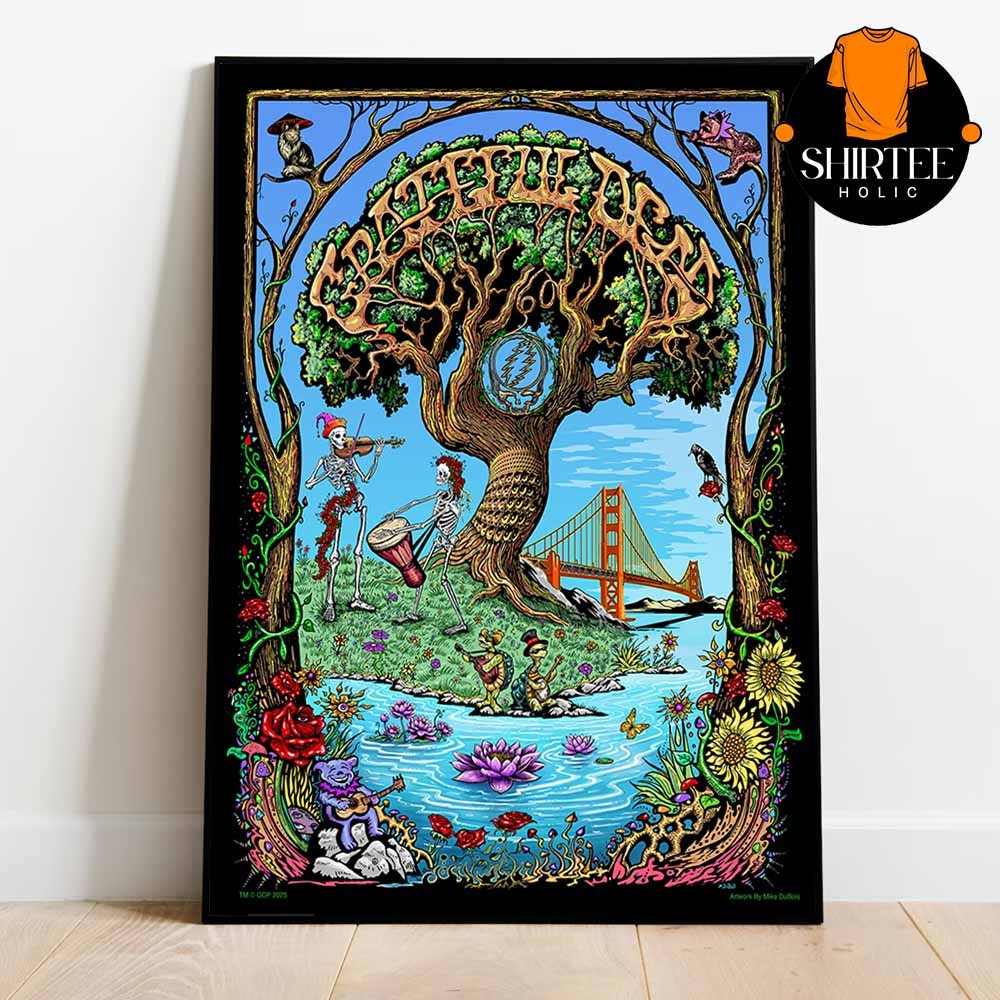 Grateful Dead 60 Years of Music Old Oak Tree Vintage Poster  