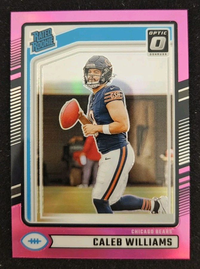 2024 Panini Donruss Rated Rookie Optic Preview Pink Prizm #327 Caleb Williams RC