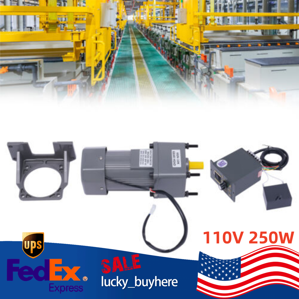 110V 250W AC Gear Reduction Motor Electric+Variable Speed Control Reversible New