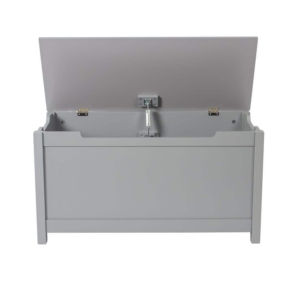 28-Gallon Gray Rectangle Storage Box with Secure Hinged Lid for Indoor Use