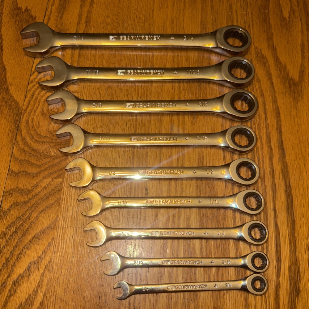 New Gearwrench 72 Tooth Ratcheting Wrench Set SAE 12 Point 1/4 To 3/4 NO SKIPS