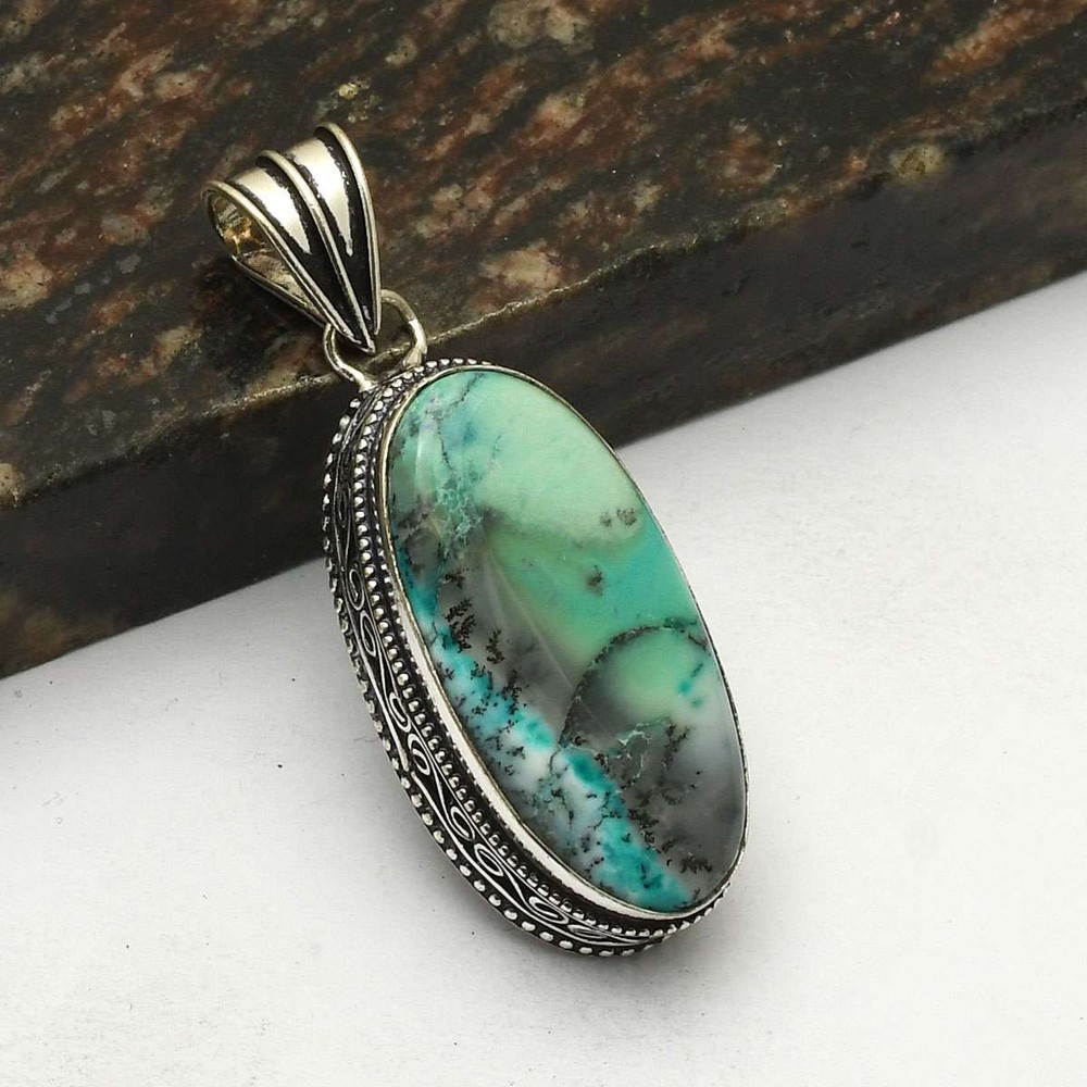 Dendrite Opal Gemstone Handmade Antique Design Pendant Jewelry 2