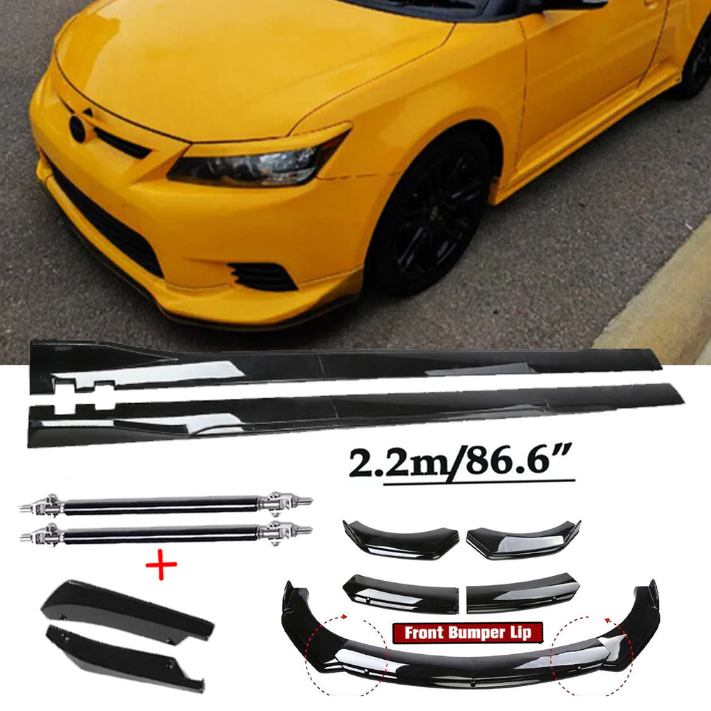 Front Bumper Spoiler Body Kit /Side Skirt For 11-13 Scion TC Glossy Black O