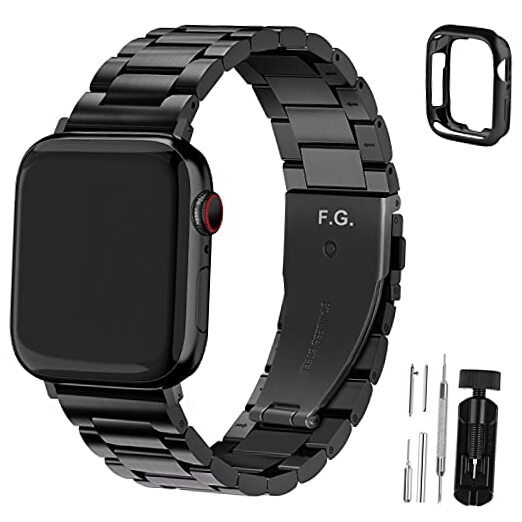 Compatible Apple Watch Band 42mm 44mm 45mm 38mm 41mm, Stainless 40mm Black