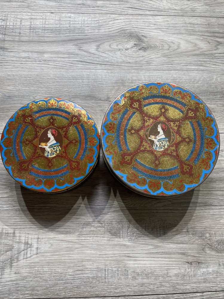 Vintage 1940s 1950s Hostess Fruit Cake Tin Set for Decor or Storage