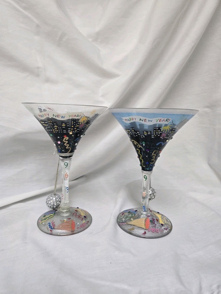 Lolita New Year collectible martini glass set - 2 vibrant fun colors-image