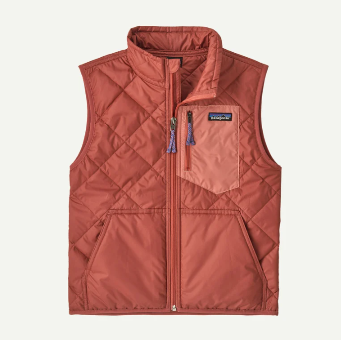 Patagonia Kids' Diamond Quilted Vest Potters Red Warm Insulated - FREE SHIPPING