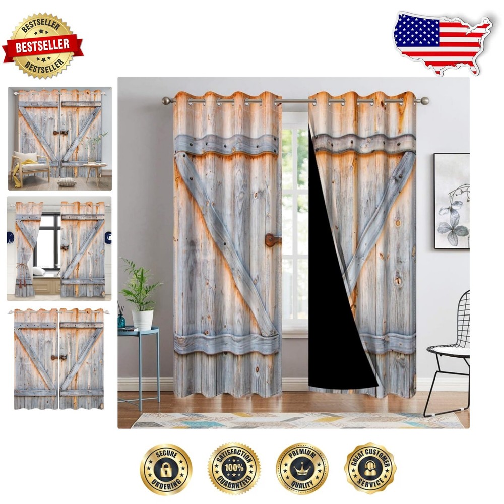 Chic Farmhouse Style Blackout Curtains 53x72in - Durable Grommet Panels
