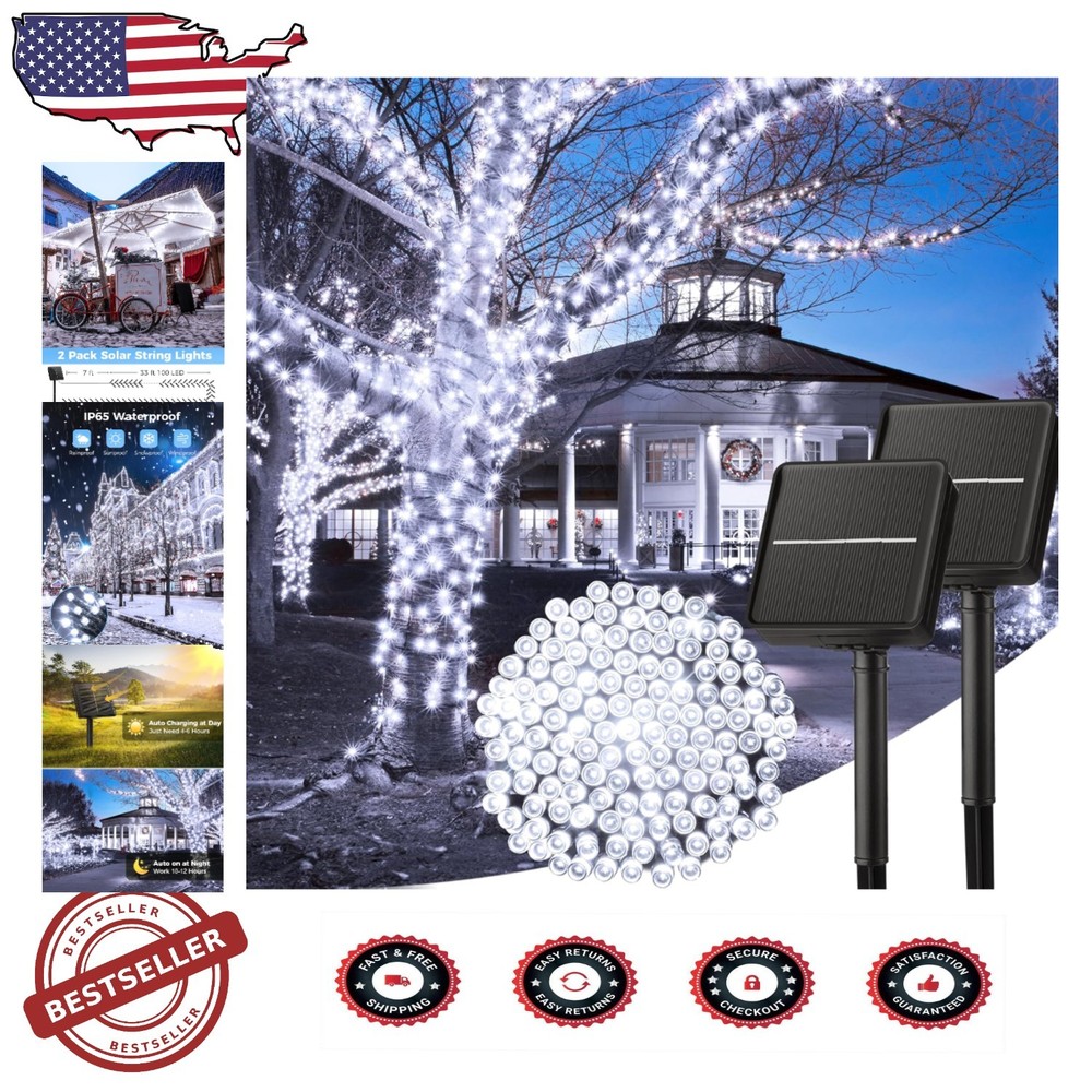 Elegant 200 LED Solar Powered String Lights - 80 FT, Touch Control & Waterproof