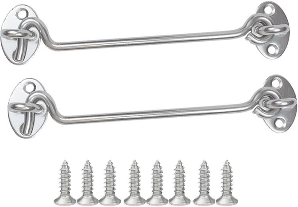 Gate Door Lock Latch Hardware,2 Pack 6 Inch Sliding Door Lock Eye Hook Latch wit