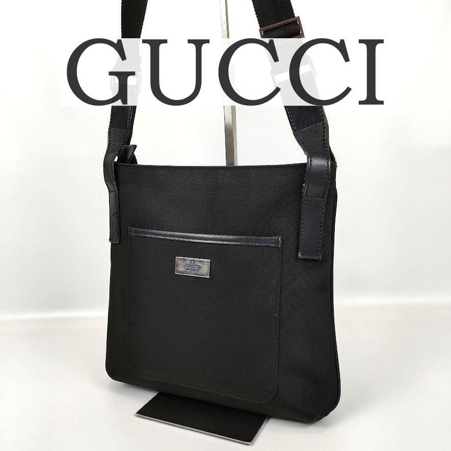 GUCCI GG Canvas Black Shoulder Bag Authentic 122793 467891 F05291563