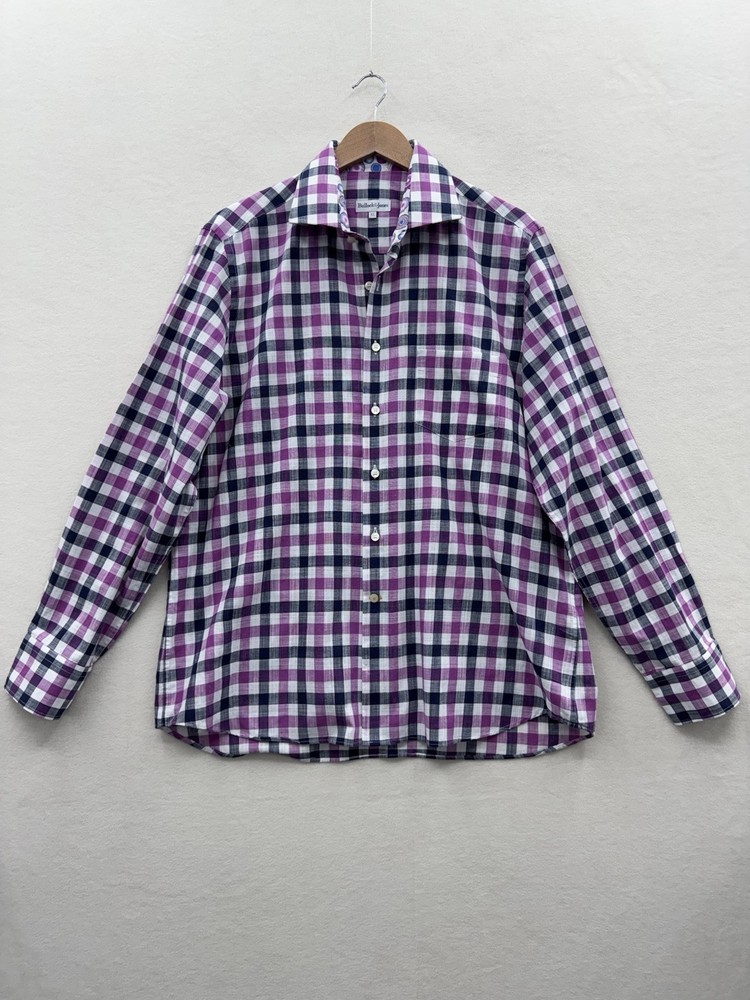 Bullock & Jones Mens XL Purple Check Long Sleeve Button Up Shirt