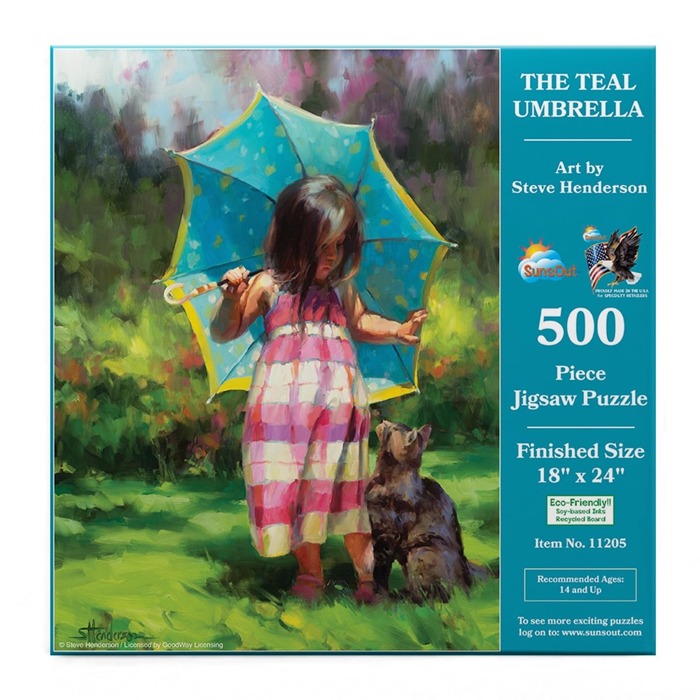 SUNSOUT INC Teal Umbrella 500-Piece Jigsaw Puzzle by Steve Henderso