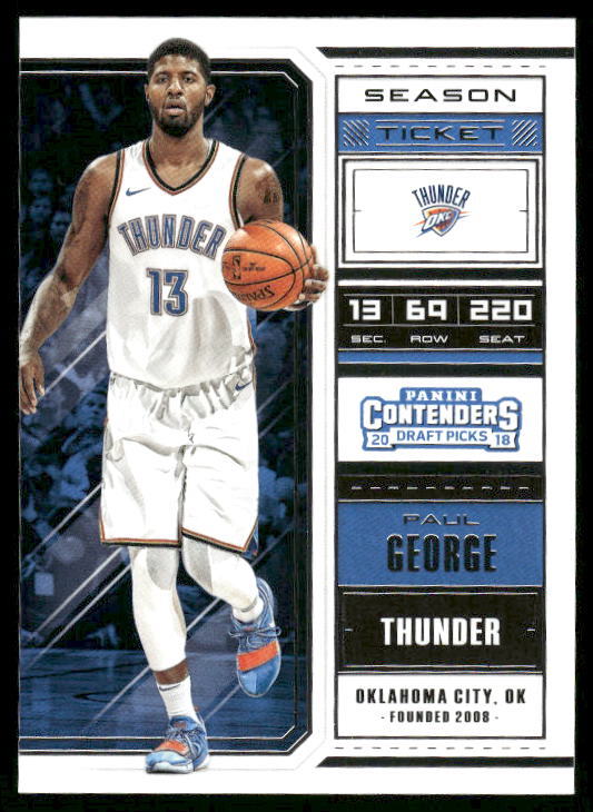 2018 Panini Contenders Draft Picks #46b Paul George Bold V on back