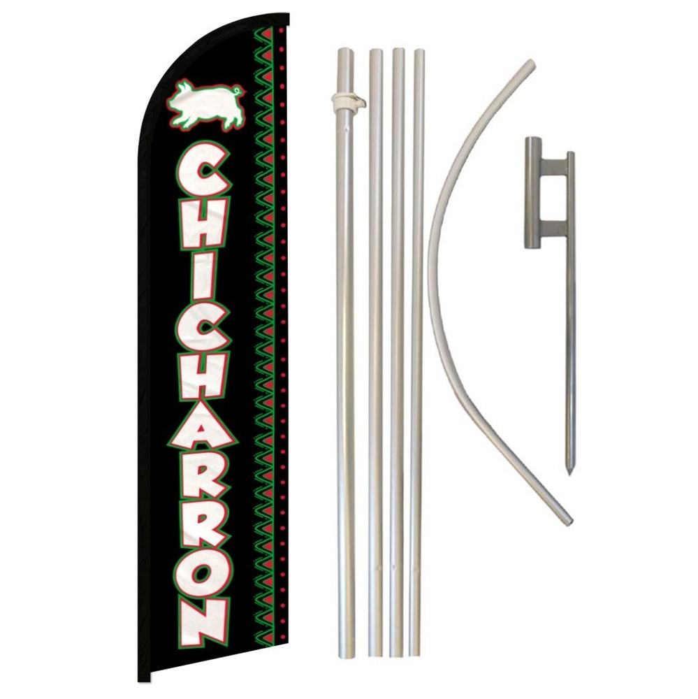 Chicharron Windproof Swooper Flag Kit with Pole for Food Concessions