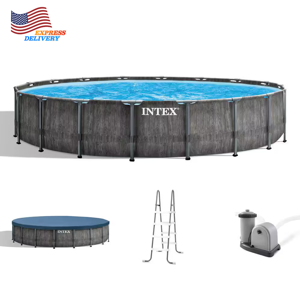 18 Ft. round 48 In. Deep Hard Side Prism Steel Frame above Ground Pool Set NEW