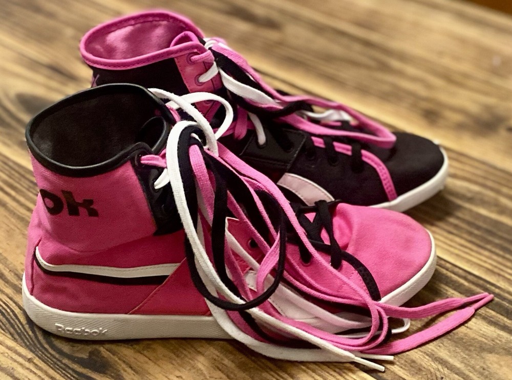 Vintage Reebok TOP DOWN SPLITZ Womens Shoes V53684 Hot Pink Black Sz 9.5